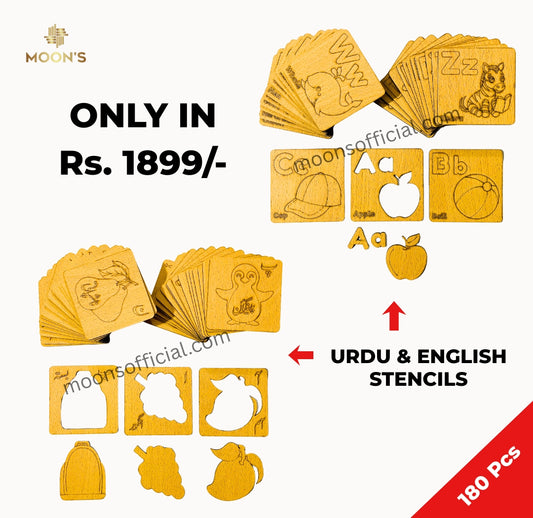 English & Urdu Learning stencils For Kids