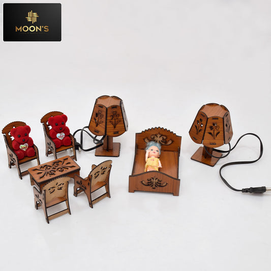 Doll Bedroom Set with 2 Led Lamps