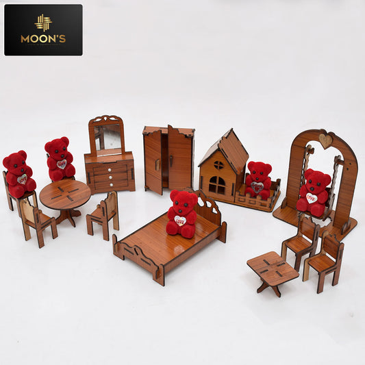 Beautiful Doll Bedroom Set with teddy bears (Small Size)