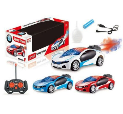 🔋Rechargeable 3D 🎮RC Car with Smoke & LED Lights