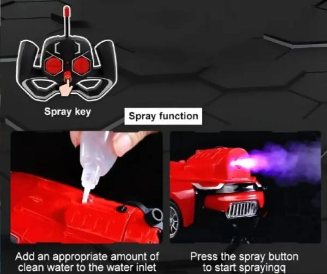 🔋Rechargeable 3D 🎮RC Car with Smoke & LED Lights